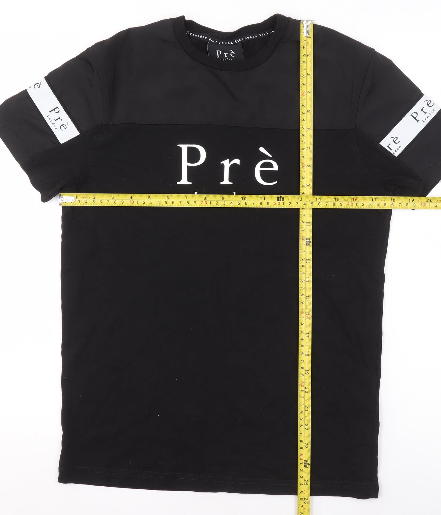 Unisex Adults UK Size XS Prè London Black Basic T-Shirt