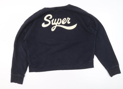 Superdry Womens Navy Blue Graphic Crew Neck Sweatshirt Size 14