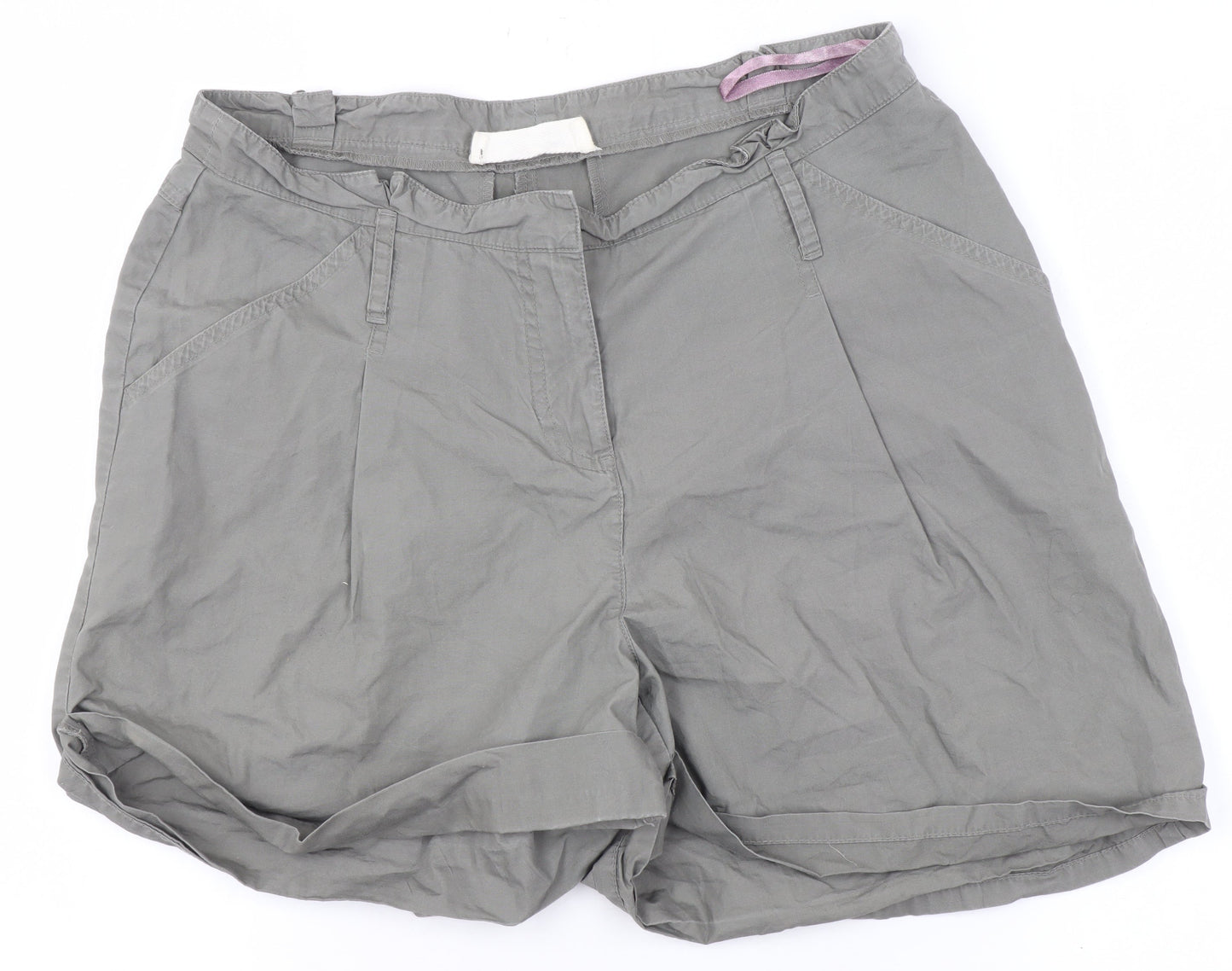Oasis Women's Grey Chino Shorts Size 10 Cotton Zip Casual