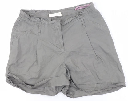 Oasis Women's Grey Chino Shorts Size 10 Cotton Zip Casual