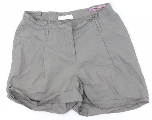 Oasis Women's Grey Chino Shorts Size 10 Cotton Zip Casual