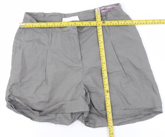 Oasis Women's Grey Chino Shorts Size 10 Cotton Zip Casual