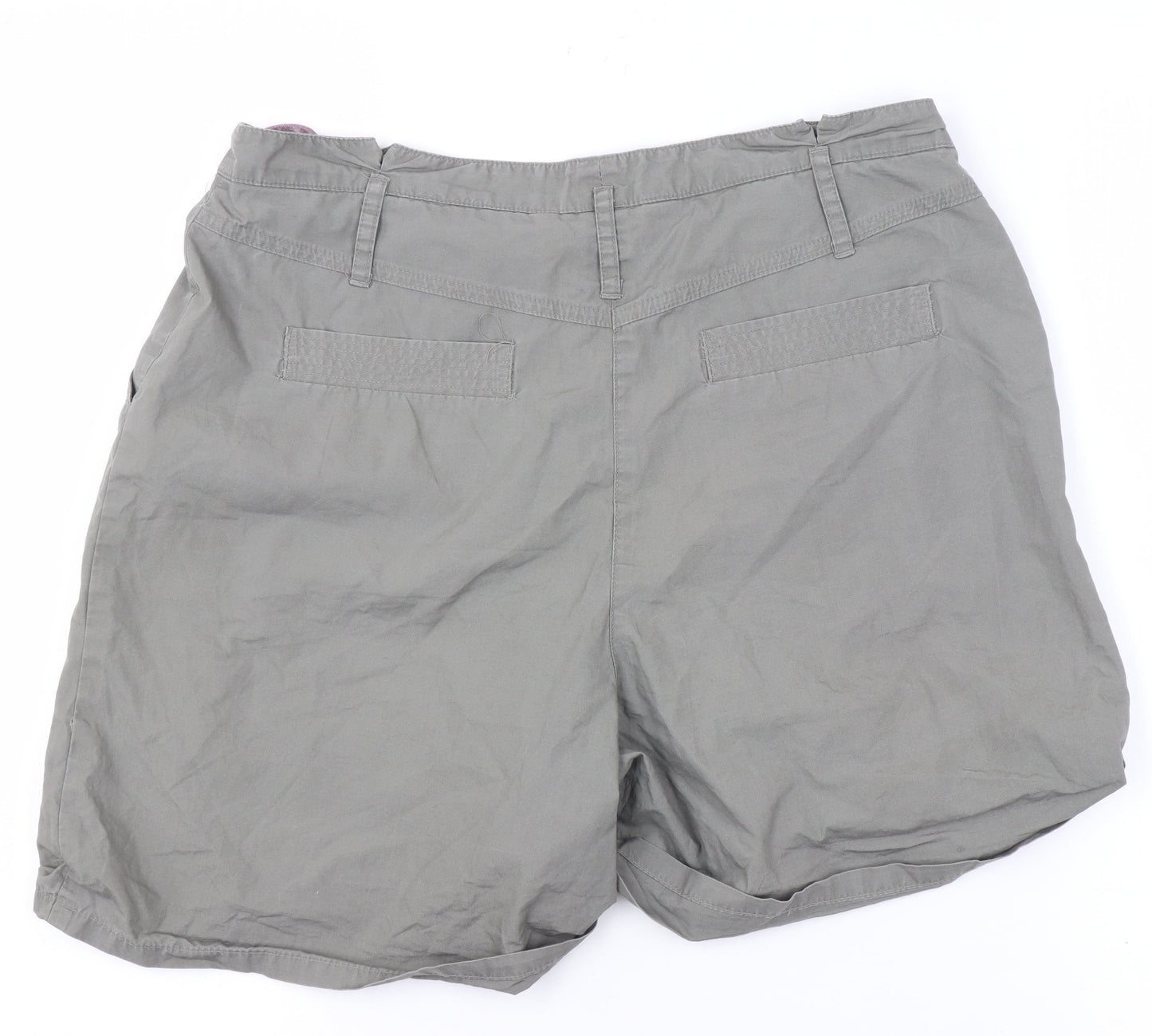 Oasis Women's Grey Chino Shorts Size 10 Cotton Zip Casual