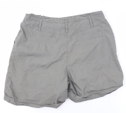 Oasis Women's Grey Chino Shorts Size 10 Cotton Zip Casual