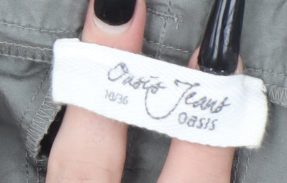 Oasis Women's Grey Chino Shorts Size 10 Cotton Zip Casual