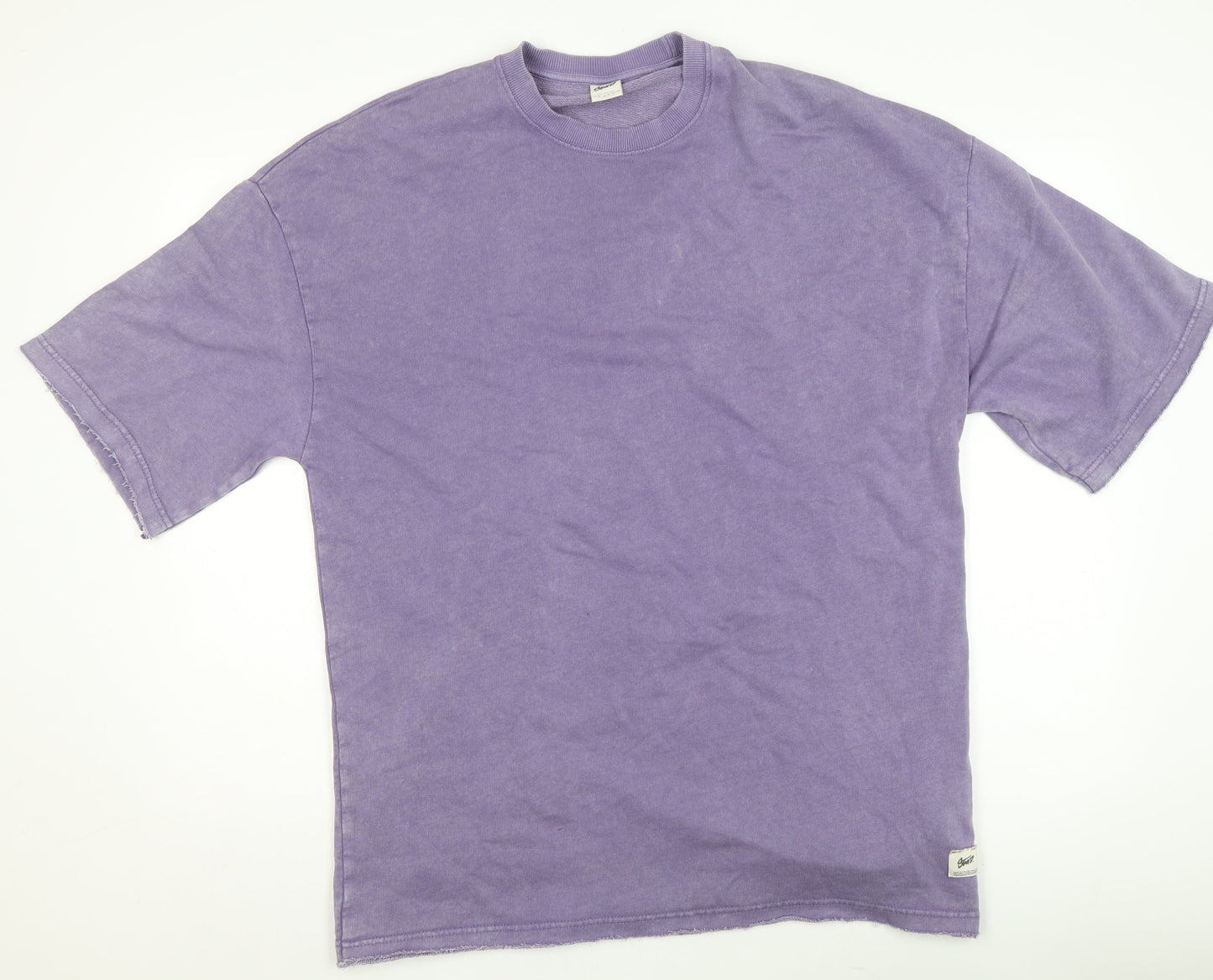 STAMPD Men Purple Crew Neck Cotton Blend Short Sleeve T-Shirt Size M