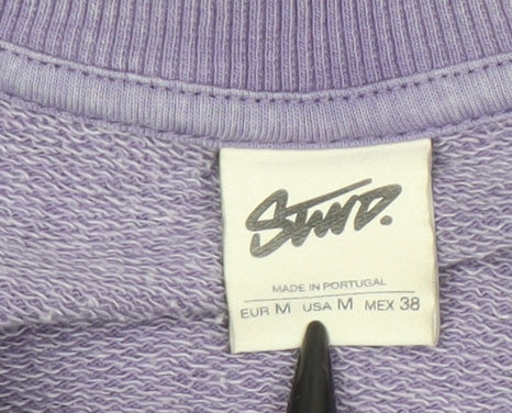 STAMPD Men Purple Crew Neck Cotton Blend Short Sleeve T-Shirt Size M