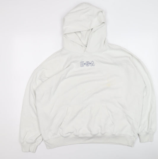 Womens UK Size L Hollister White Pullover Hoodie