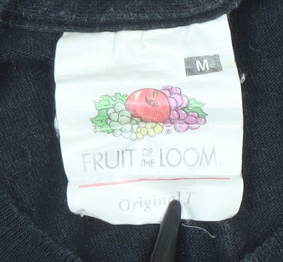 Mens UK Size M Fruit of the Loom Black  T-Shirt
