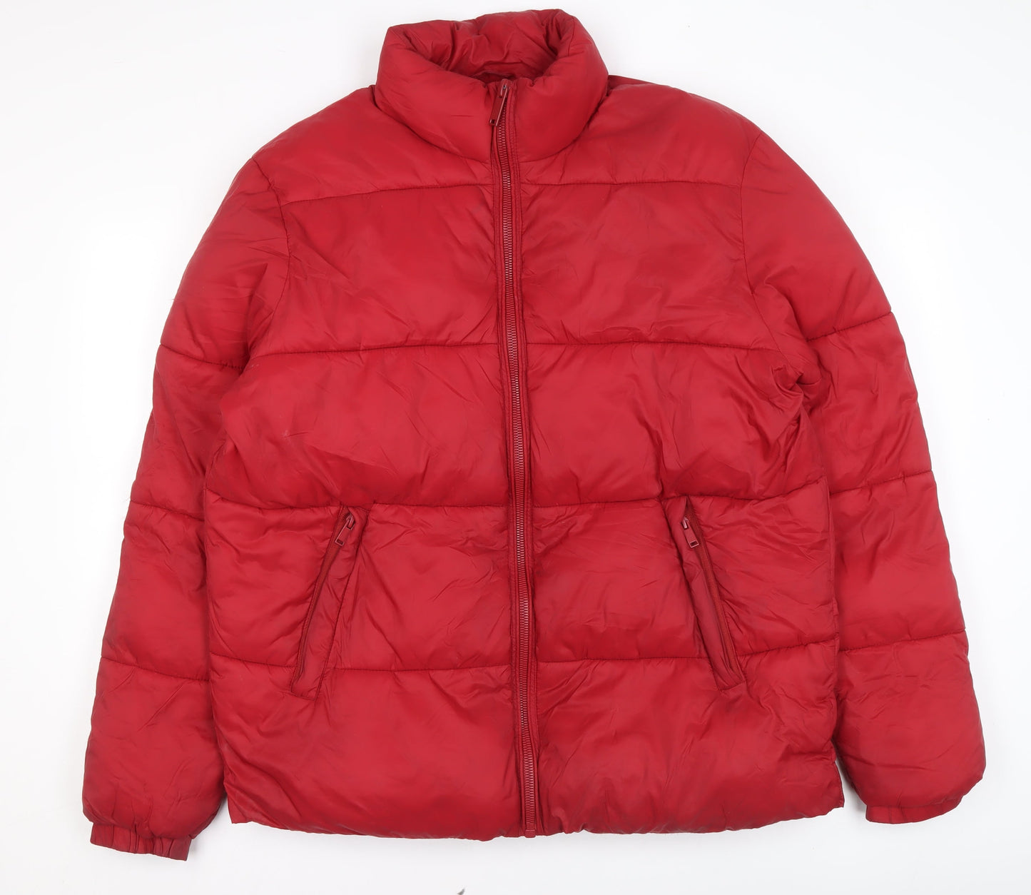 Womens UK Size L skøvde Red Puffer Jacket