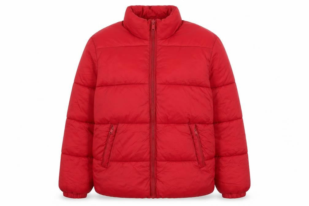 Womens UK Size L skøvde Red Puffer Jacket