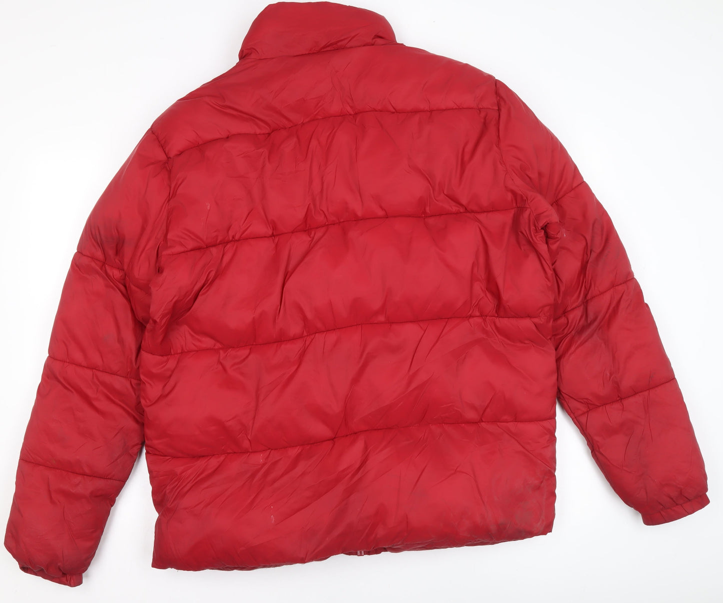 Womens UK Size L skøvde Red Puffer Jacket
