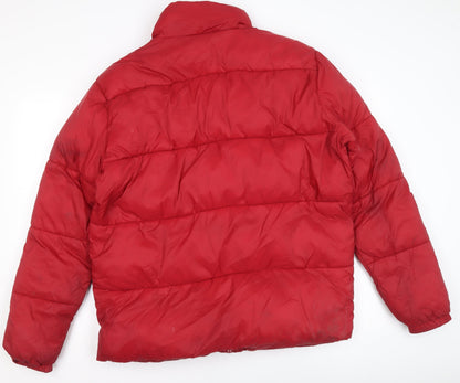 Womens UK Size L skøvde Red Puffer Jacket