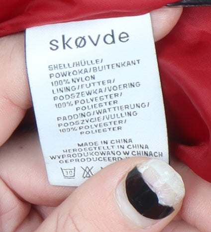 Womens UK Size L skøvde Red Puffer Jacket