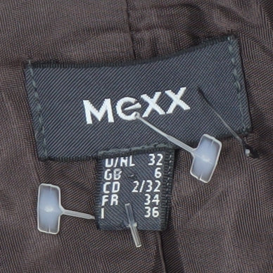 Mexx Women's Grey Checked Tailored Blazer Size 6 Wool Blend Jacket