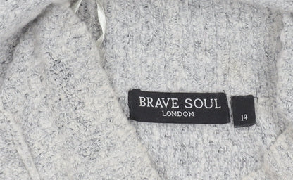 Brave Soul Women’s Grey Mock Neck Long Sleeve Knit Jumper Size 14