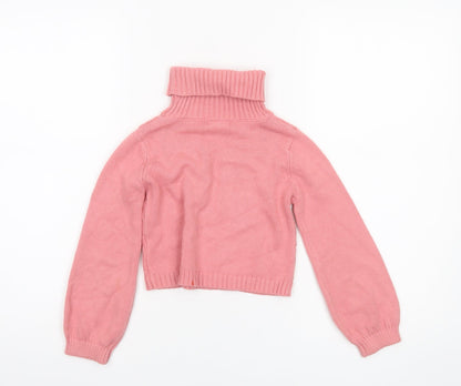 Tahari Girls Pink Roll Neck Cable Knit Pullover Jumper 5-6 Years Cotton Blend