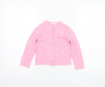 Marks and Spencer Girls Pink Unicorn Embroidered Cotton Cardigan 3-4 Years