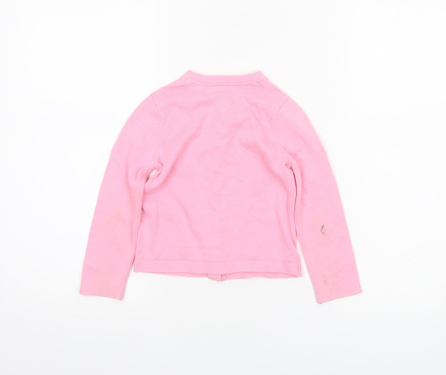 Marks and Spencer Girls Pink Unicorn Embroidered Cotton Cardigan 3-4 Years