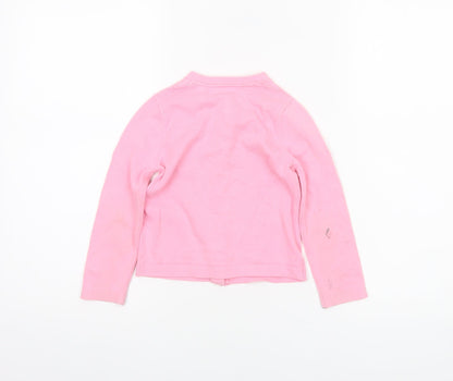 Marks and Spencer Girls Pink Unicorn Embroidered Cotton Cardigan 3-4 Years