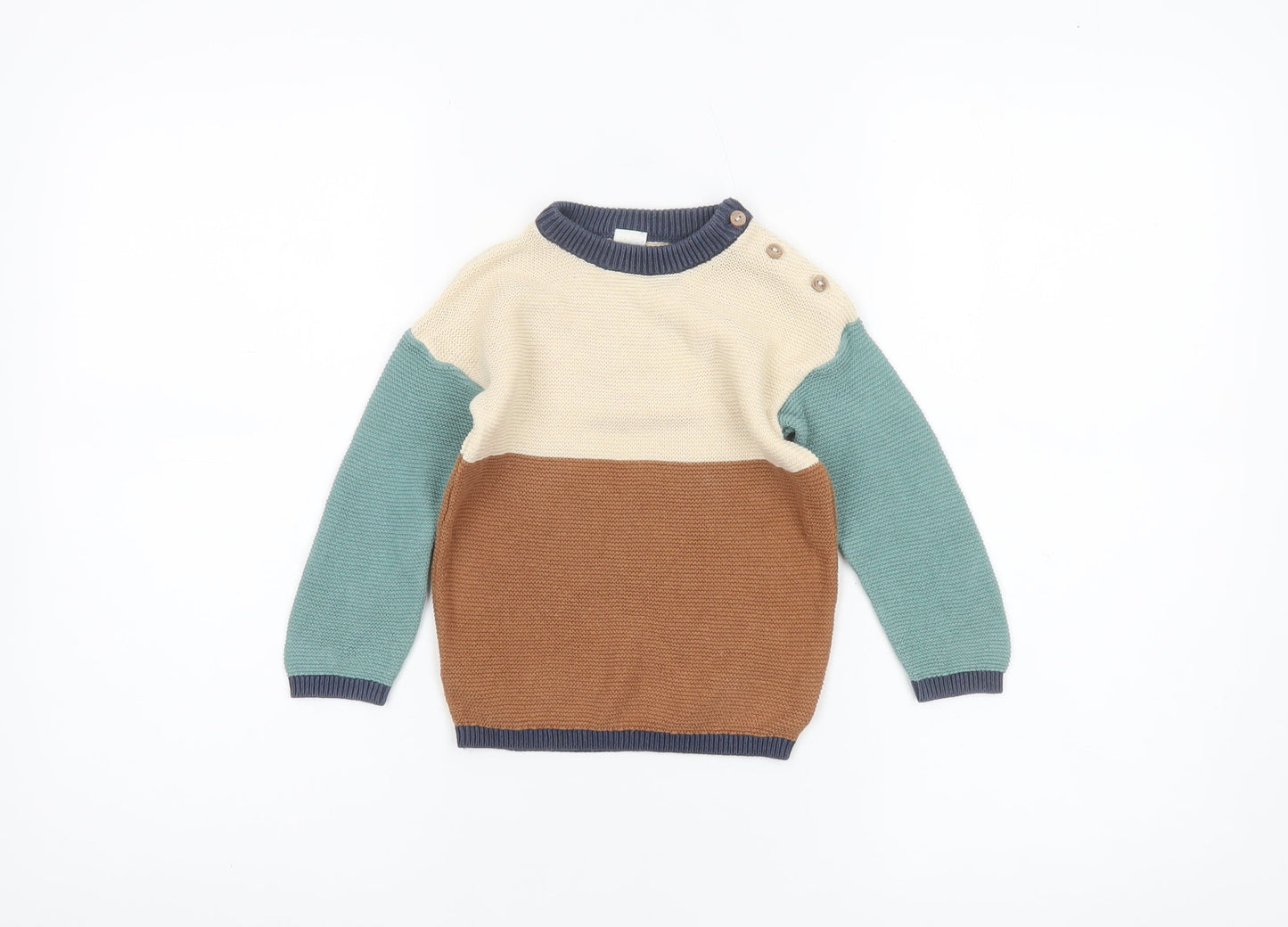 H&M Unisex Baby Multicoloured Cotton Knit Pullover Jumper 12-18 Months