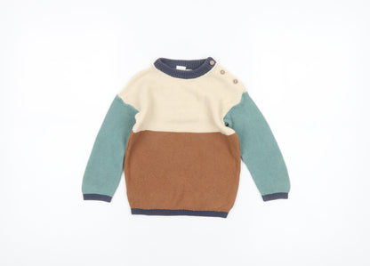 H&M Unisex Baby Multicoloured Cotton Knit Pullover Jumper 12-18 Months