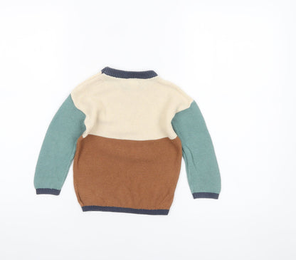 H&M Unisex Baby Multicoloured Cotton Knit Pullover Jumper 12-18 Months
