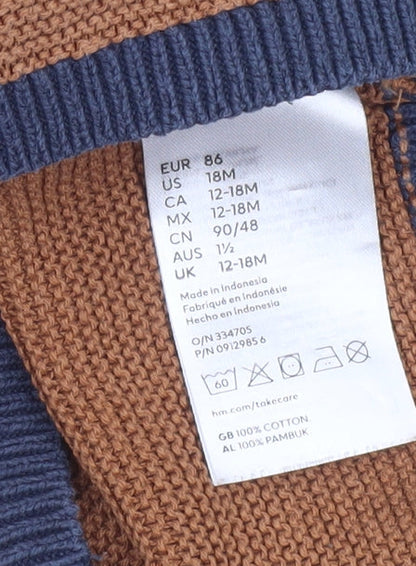 H&M Unisex Baby Multicoloured Cotton Knit Pullover Jumper 12-18 Months