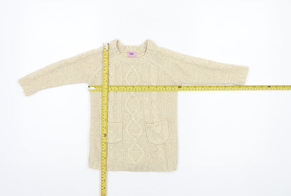 F&F Beige Cable Knit Acrylic Pullover Jumper 12-18 Months Unisex Baby