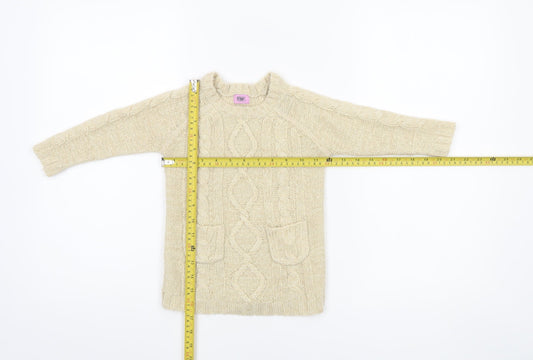 F&F Beige Cable Knit Acrylic Pullover Jumper 12-18 Months Unisex Baby