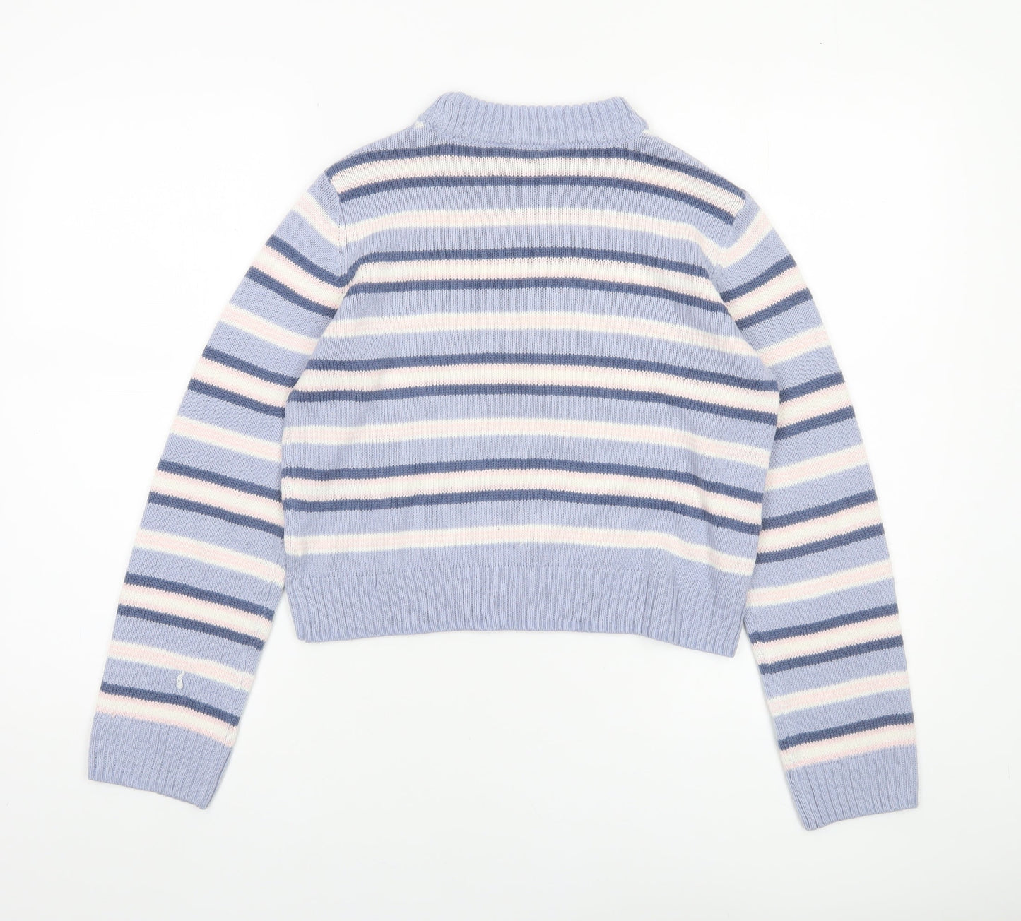 H&M Girls Lilac Striped Acrylic Pullover Jumper UK 10-11 Years