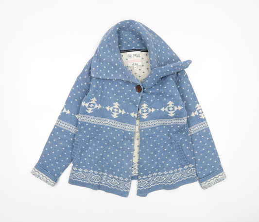 Fat Face Women Blue Fair Isle Wool Blend Cardigan Size 10