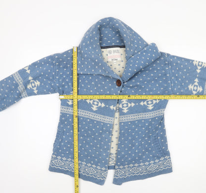 Fat Face Women Blue Fair Isle Wool Blend Cardigan Size 10