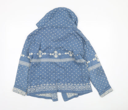 Fat Face Women Blue Fair Isle Wool Blend Cardigan Size 10