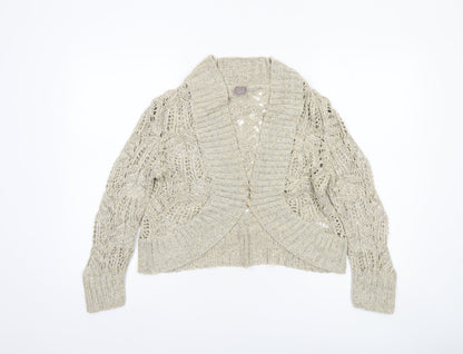 TU Women’s Beige Open-Knit Collared Cardigan Size 12