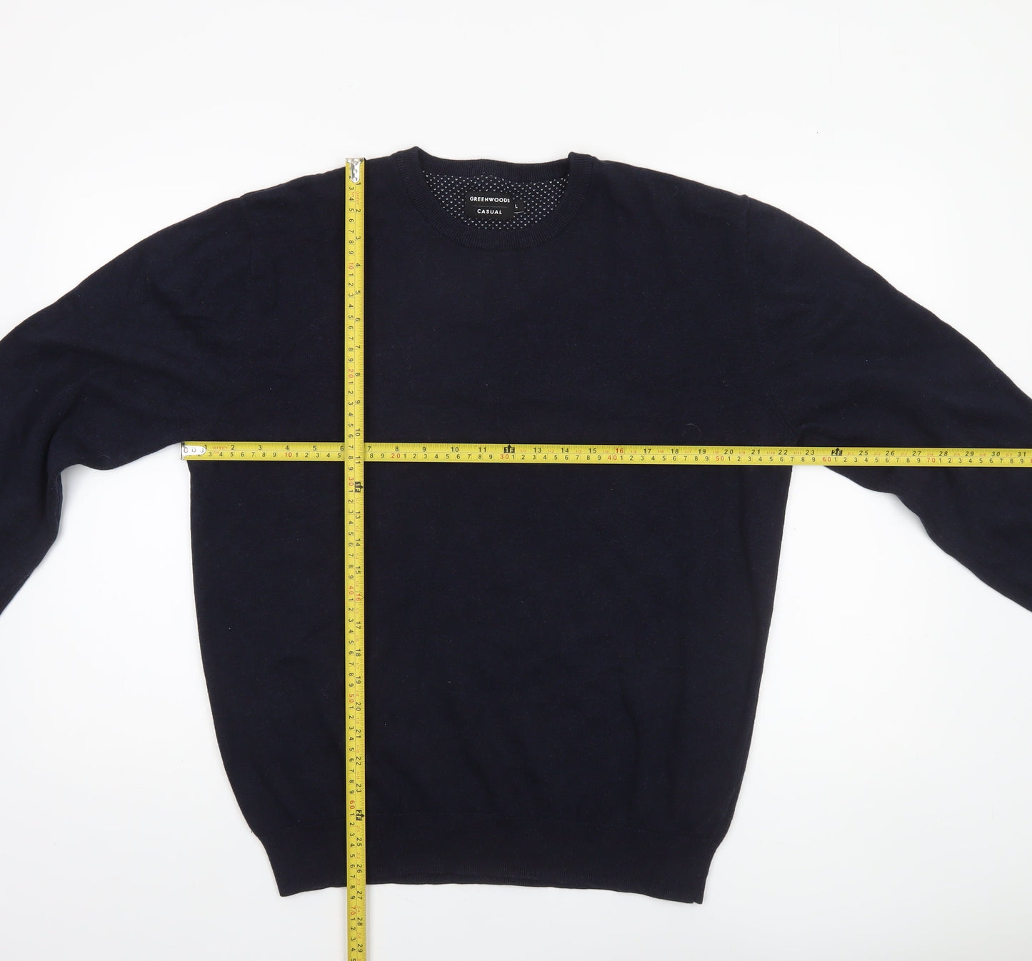 Greenwoods Men’s Blue Cotton Crew Neck Pullover Jumper Size L