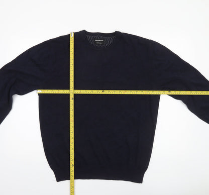 Greenwoods Men’s Blue Cotton Crew Neck Pullover Jumper Size L