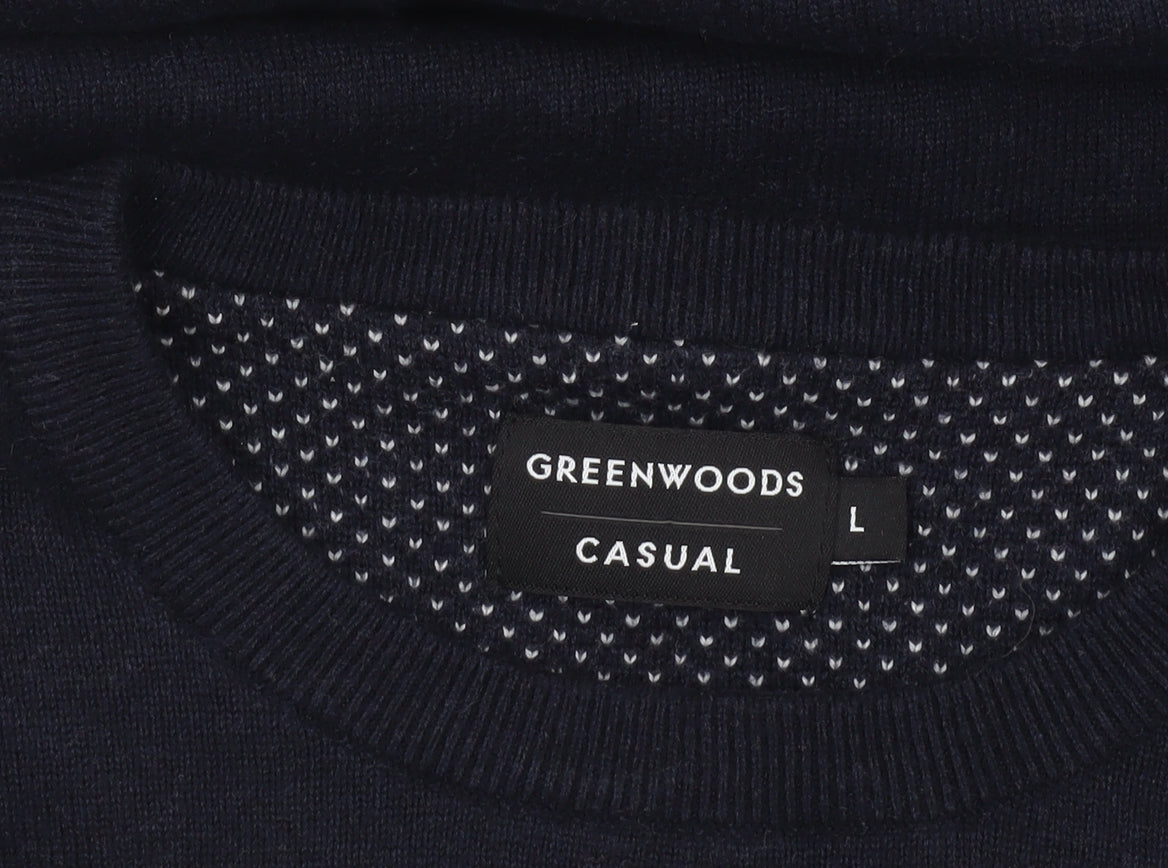 Greenwoods Men’s Blue Cotton Crew Neck Pullover Jumper Size L