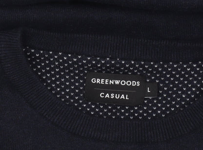 Greenwoods Men’s Blue Cotton Crew Neck Pullover Jumper Size L