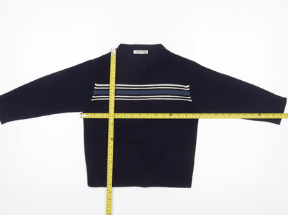 George Boys Navy Striped V-Neck Jumper 5-6 Years Acrylic Knit