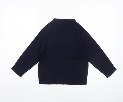 George Boys Navy Striped V-Neck Jumper 5-6 Years Acrylic Knit