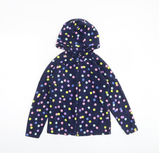 Mountain Warehouse Girls Blue Polka Dot Fleece Full Zip Hoodie 9-10 Years