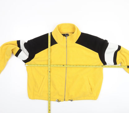 New Look Women's Yellow Fleece Bomber Jacket UK 16 Zip Up Casual