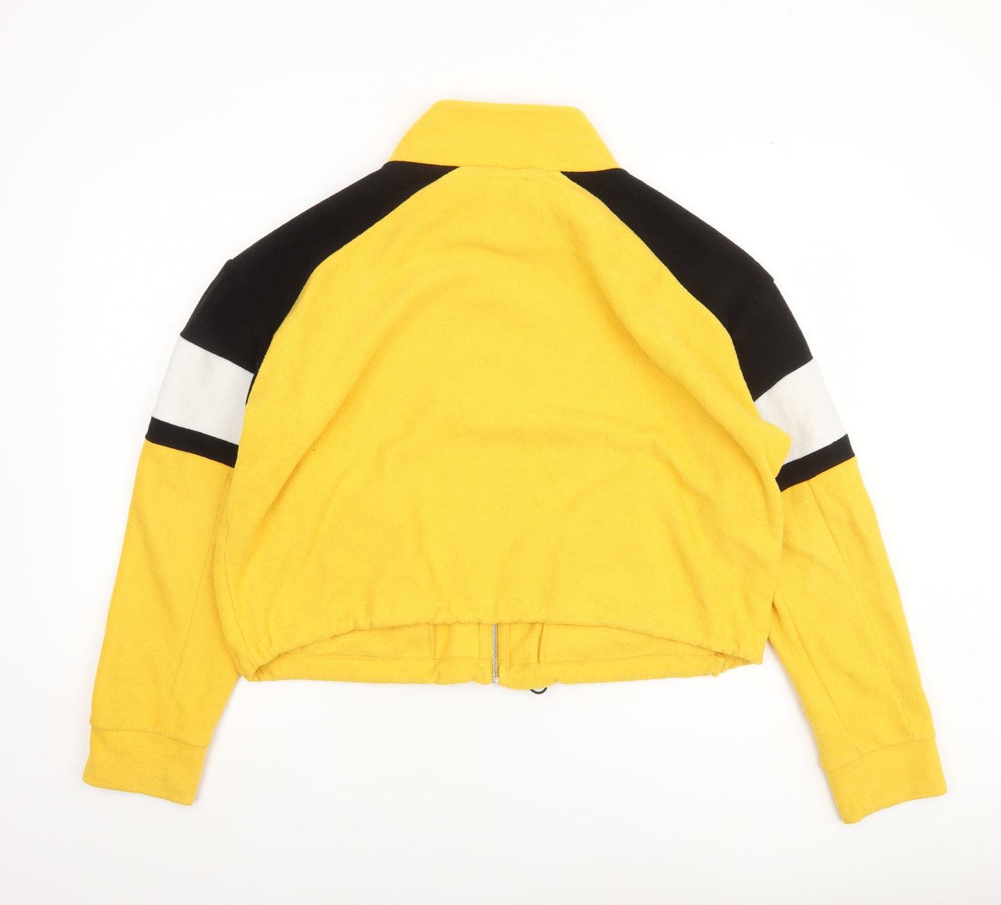 New Look Women's Yellow Fleece Bomber Jacket UK 16 Zip Up Casual