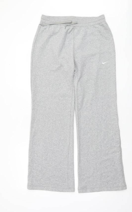 Nike Women’s Grey Fleece Sweatpants L Elastic Waist Casual Trousers