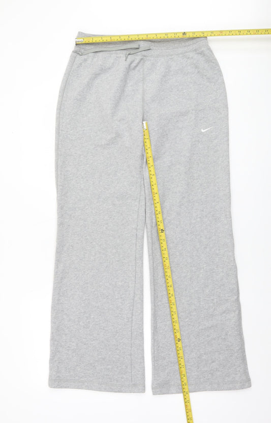 Nike Women’s Grey Fleece Sweatpants L Elastic Waist Casual Trousers