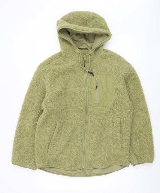 H&M Women’s Green XS Hooded Fleece Jacket Softshell Zip Up