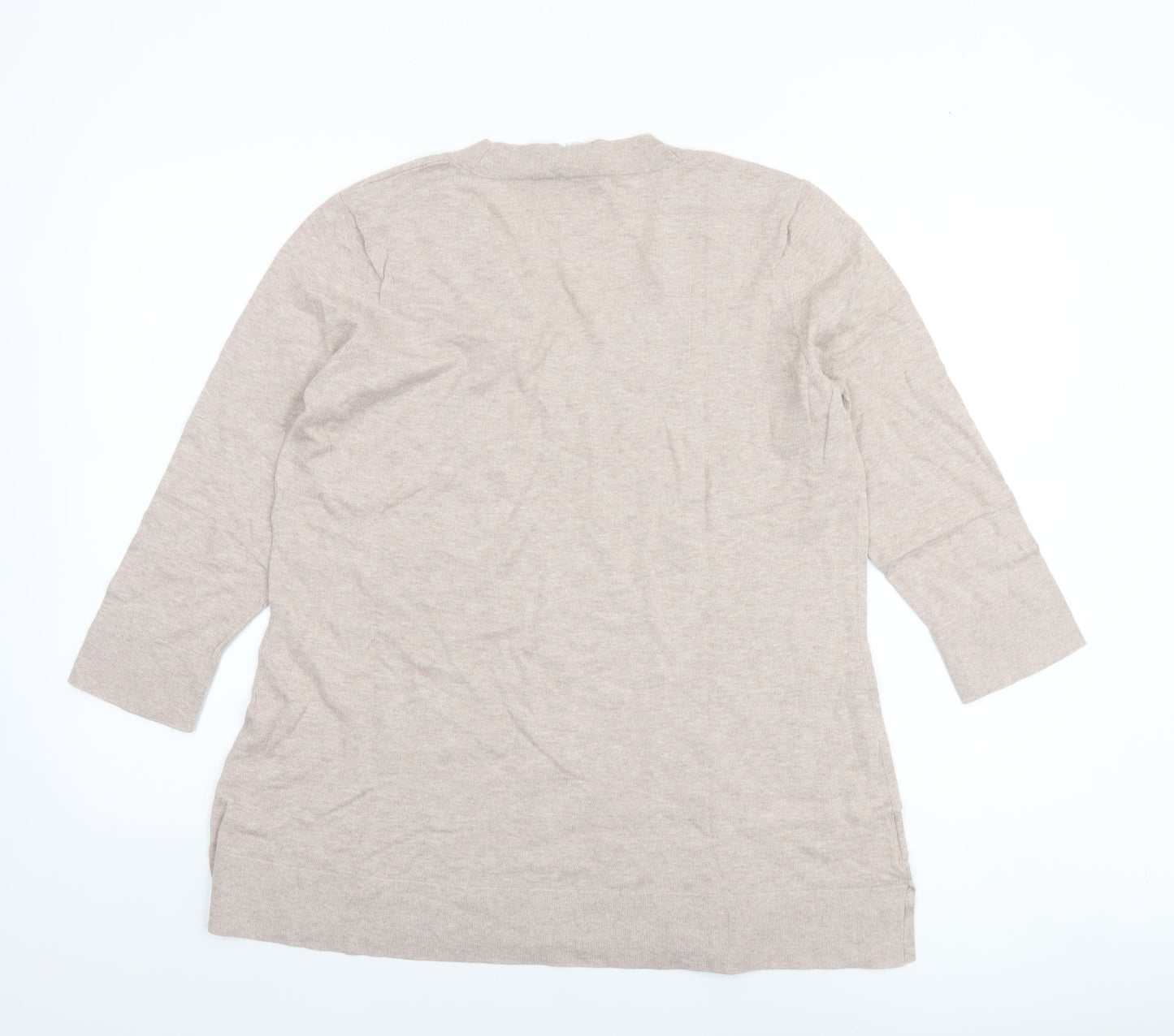 Laura Ashley Women’s Beige V-Neck Cotton Cashmere Jumper UK 16