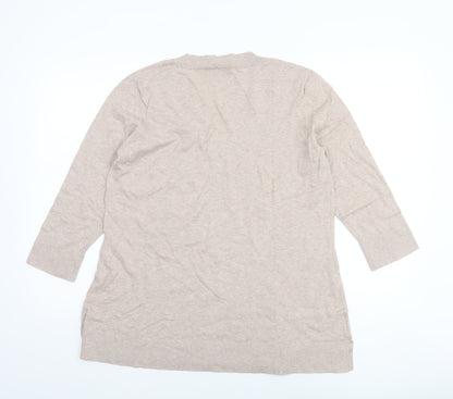 Laura Ashley Women’s Beige V-Neck Cotton Cashmere Jumper UK 16