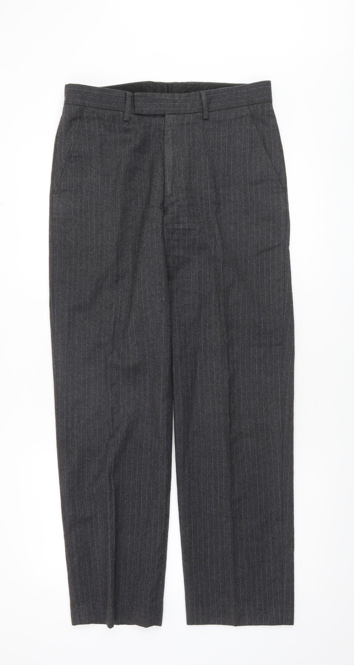 FCUK Formal Men's Grey Pinstripe Wool Trousers Size 30 Regular